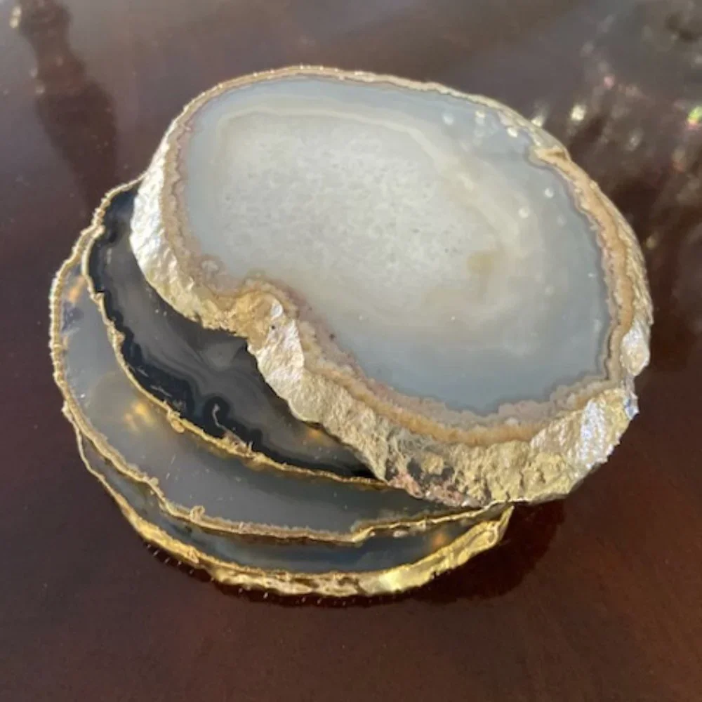 Gold Agate Coasters-Set of 4 - Picture 1 of 3